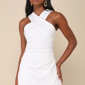 Lulu’s White Halter Tulip Mini Dress